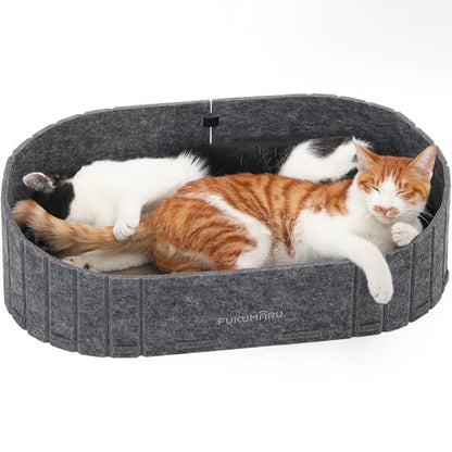 FUKUMARU Cat Scratcher, 24 Inch Sofa Shape Cat Scratcher Couch Bed, Reversible Detachable Cats Scratching Board, Round Cats Scratch Pads Refill Indoor, Dark Grey - color: Grey