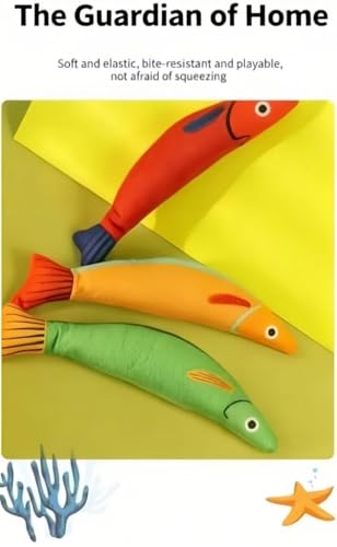 Catnip Fish Toys - Crinkle Kicker Toys for Indoor Cats, Kittens with Real Catnip, Encourages Play, Exercise, Biting. Drives Bored Cats Crazy with Fun,3 Pack. (Green,Yellow,red)