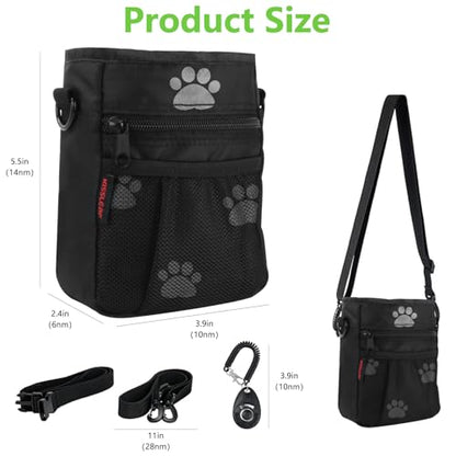 kissleaf Dog Treat Pouches for Pet Training, Treat Pouches for Pet Training,Large Dog Treat Training Pouch and Dog Clicker,Dog Training Treat Pouch Built-in Poop Bag Dispenser-Black Pattern. - color: Black Pattern