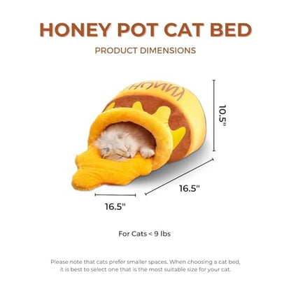PECHVINO Honey Pot Cat Bed - Comfortable Memory Foam Pet Furniture with Removable Cushion - Stylish and Washable Cat Bed for Small Cats and Breeds