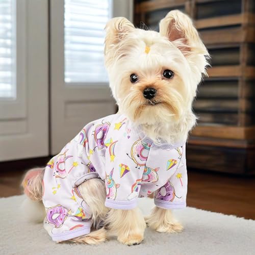 Dog Pajamas for Small Dogs, Soft Thin Pjs Jammies Cat Doggie, Summer Pet Cute Puppy Clothes Outfits Dogs Boy Girl(Donut, XS) - color: Donut, size: X-Small (Chest 11.8 in)