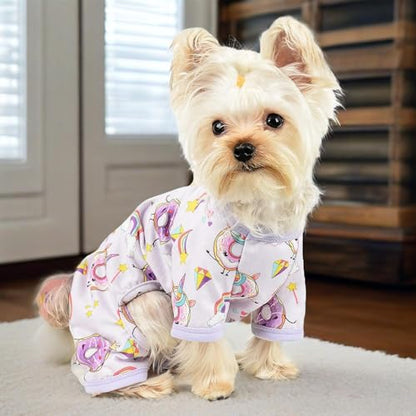 Dog Pajamas for Small Dogs, Soft Thin Pjs Jammies Cat Doggie, Summer Pet Cute Puppy Clothes Outfits Dogs Boy Girl(Donut, XS) - color: Donut, size: X-Small (Chest 11.8 in)