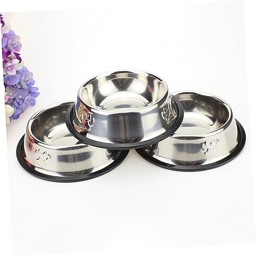 Angoily Sturdy Raised Dog Bowl Large Stainless Steel Pet Feeder Puppy Bowls Pet Supplies 18cm - color: Silver, size: 18cm