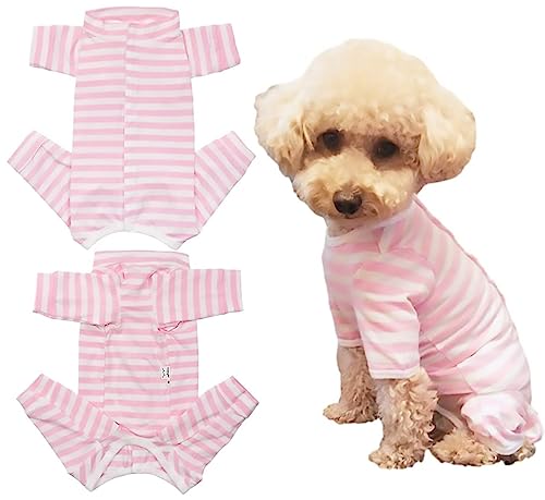 Dog’s Recovery Suit Post Surgery Shirt for Puppy, Full Coverage Dog's Bodysuit Wound Protective Surgical Clothes for Small and Medium Pets (Pink White Stripe-s) - color: pink white stripe, size: S