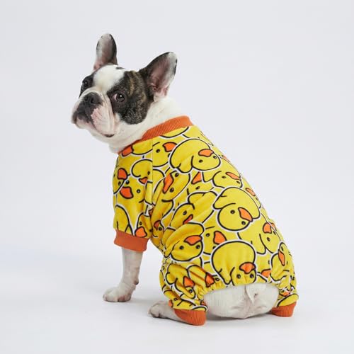 Fitwarm Funny Duck Dog Pajamas, Dog Winter Clothes for Small Dogs Girl, Lightweight Velvet Pet Jumpsuit, Cat Onesie, Yellow, Small - color: Duck, size: Small