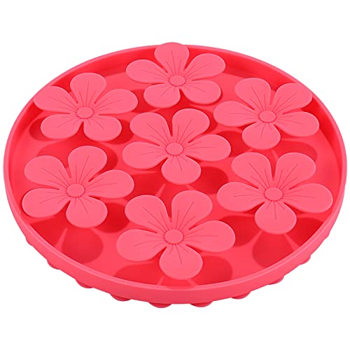 Slow Feeder,Cat Help Slow Down Eating Speed Cut Flower Silicone Rubber Cute Slow Feeder for Puppy/Cat/Dog - color: Hot Pink