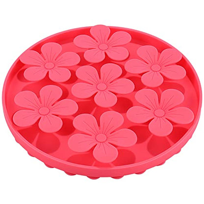 Slow Feeder,Cat Help Slow Down Eating Speed Cut Flower Silicone Rubber Cute Slow Feeder for Puppy/Cat/Dog - color: Hot Pink