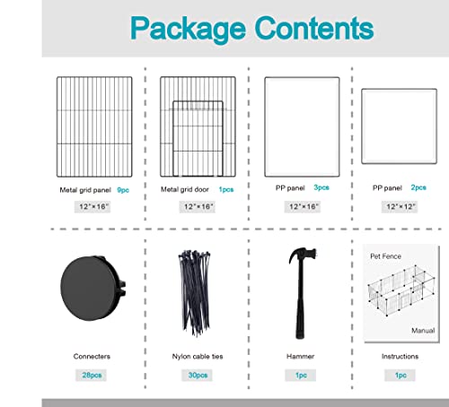 HOMIDEC Pet Playpen,Small Animals Cage DIY Wire Portable Yard Fence with Door for Indoor/Outdoor Use,Puppies,Kitties,Bunny,Turtle 48" x 24" x 16" - style: Black