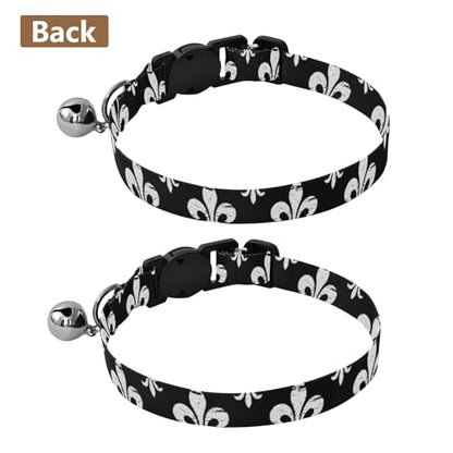 Distressed Black White Cat Collars with Bell 2 Pack Puppy Collar Adjustable Length 10.6" to 17.1" - color: Distressed Black White