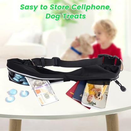 Waist Leash for Medium Large Dog Walking, Bungee Hands Free Leash with Zipper Pouch, Around The Waist No Pull Running Dog Belt, Padded Handle Jogging No Hands Heavy Duty - color: Green