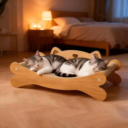 Cat Scratcher Bed for Indoor Cats - Summer Cool Hammock, 23.2″ Large Scratching Lounge with 40 lbs Weight Capacity, Wooden Modern Cat Scratching Post & Pad Furniture - size: Medium -3