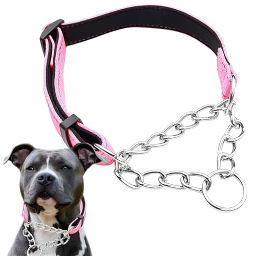 Martingale Collar for Dogs, Reflective Nylon Soft Padded No Pull Training Collars Adjustable Stainless Steel Chain Collar for Small Medium Large Dogs Pink Small - color: Pink, size: Small (Neck for 12-15")
