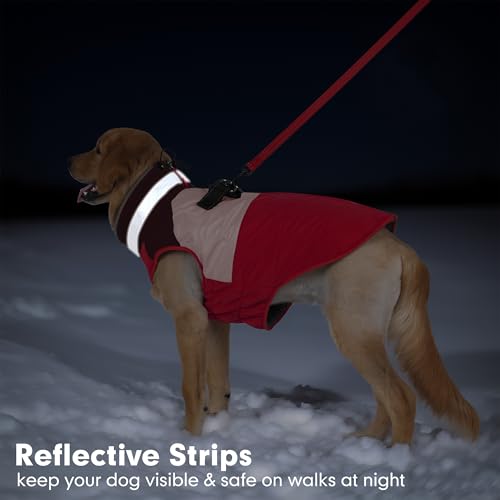 Dog Jacket Waterproof Winter Coat for Small Dogs, Warm Fleece Vest with Reflective Strips & Built-in Harness, Windproof Back Zipper, Red S - color: Red, size: Small