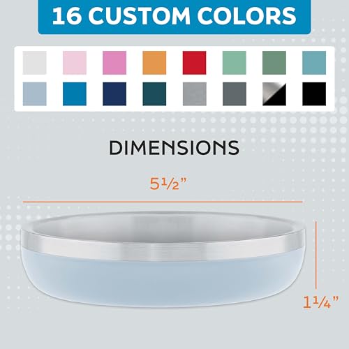 Master Pet Supply Stainless Steel Cat Bowls - 9 oz Heavy Duty - Glacier Blue, Double Wall Extra-Thick Insulated, Non-Slip Pet Water Bowl for Cats & Pets, Anti Rust Metal, Dishwasher Safe - color: Glacier Blue