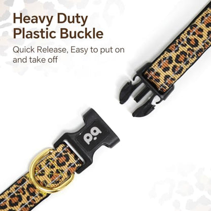 QQPETS Reflective Dog Collar with Soft Neoprene Padded Breathable Nylon Pet Collar Adjustable for Small Medium Large Dogs - color: Leopard print, size: S