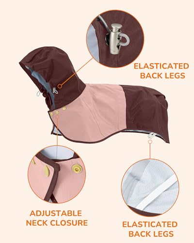 Waterproof Dog Raincoat with Hood, Extended Coverage Rain Jacket for Large Dogs, Wind-Resistant Secure Fit with Leg Straps, Reflective, Leash Hole, Easy Hook & Loop Fastener On/Off, Pink, XXL - color: Pink, size: XX-Large