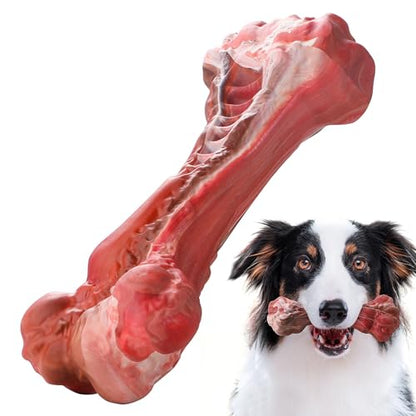 YFL Dog Chew Toys for Aggressive Chewers Large Breed - Tough Rubber Dog Bone with Real Beef Flavor, Durable Puppy Teething Toy for Medium to Large Dogs (L Size)