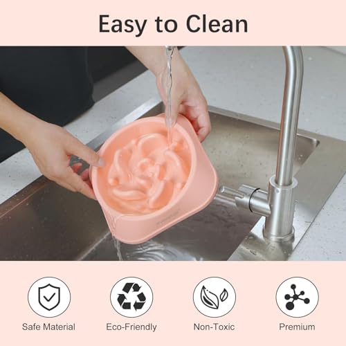 MateeyLife Slow Feeder Dog Bowls 2PCS, Anti-Choking Puzzle Dog Food Bowls, Anti-Slip Interactive Feeding Slow Down Eating, Bloat Stop Maze Dishes for Medium Breeds Pink&Purple - color: D-Pink&Purple, size: Medium