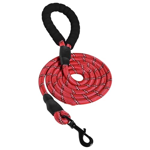 Amazon Basics Round Dog Leash, Heavy Duty, Durable Rope for Small, Medium, and Large Dogs, Lightweight Design for Walking, Training, and Outdoor Activities, Red, 6 Ft - color: Red, size: Large