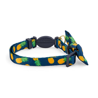 YOULY by Petco Navy Pineapple Print Breakaway Bow Tie Cat Collar Small/Medium