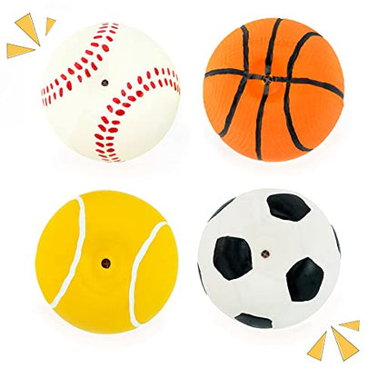 CHIWAVA 4 Pack 2.4" Squeak Latex Puppy Dog Toy Ball Sports Balls Sets Fetch Interactive Toy for Small Dogs - size: 2.4" Small Dogs 4 Pack