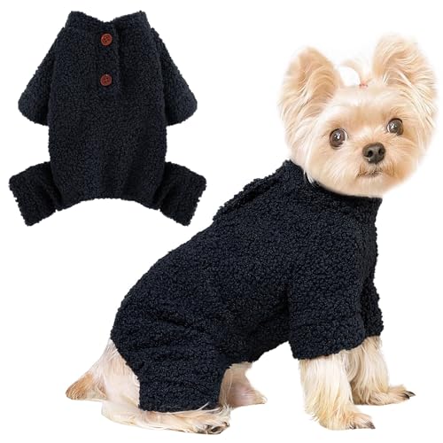 Dog Sweaters for Small Dogs Winter Dog Pajamas Sized Dogs Boy Girl Fleece Pet Clothes Puppy Outfit 4 Legs Jumpsuits for Chihuahua Yorkie Cat Apparel (Blue, X-Small) - color: Blue#, size: X-Small (Chest 13in )