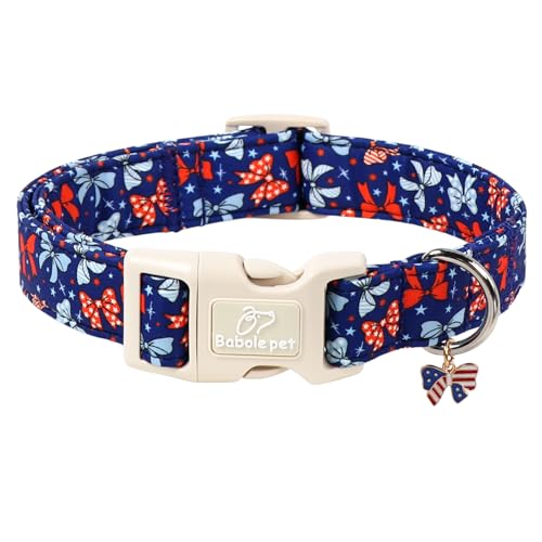 4th of July Dog Collar Navy Patriotic Bow Dog Collars for Puppy Small Dogs - Lightweight Adjustable Independence Day Girl Puppy Collars Cute USA Flag Bow Female Dogs Collar XS - color: Patriotic Bow, size: XS