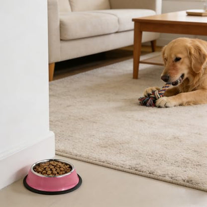 Cute Stainless Steel Dog Bowl, Practical Non-Slip Pet Food Water Bowl for Cats and Small Dogs, Portable Kitten Snack Feeding Bowls with Removable Rubber Base for Travel, Daily Use (Pink) - color: Pink