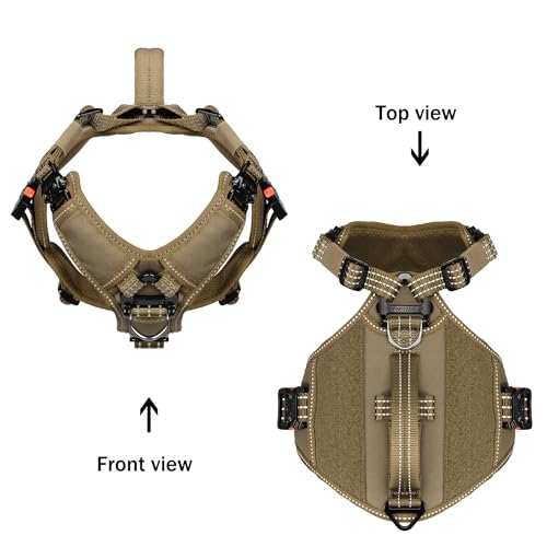ICEFANG GN8 Tactical Dog Harness with 4X Metal Buckles for Small Sized Dogs,Reflective in Training Walking K9 Vest,No-Pull Front Leash Clip,Adjustable Pet Harness (Brown, Small (Pack of 1)) - color: Brown, size: Small (Pack of 1)