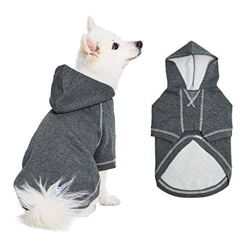 Blueberry Pet Essentials Soft & Comfy Better Basic Cotton Blend Dog Hoodie Sweatshirt in Charcoal Grey, Back Length 18", Pack of 1 Jacket for Dogs - color: Dog Hoodie - Charcoal Grey, size: 18 inch (Pack of 1)