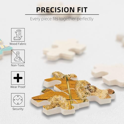 1000 Pieces Jigsaw Puzzles for Adults, Just Breathe Dandelion Butterfly Art Puzzle, Stress Relief Concentration Training Brain Teaser Puzzle 29.5x19.7 Inch - color: Wooden Puzzle12, size: 1000 Piece pcs