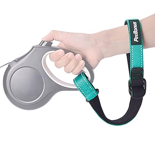 Short Dog Leash, Safety Wrist Strap for Retractable Dog Leash, Reflective Design and Adjustable Soft Padded Handle, Extra Layer Security for Pet Stroller (Turquoise) - color: Turquoise, size: 1 Pack