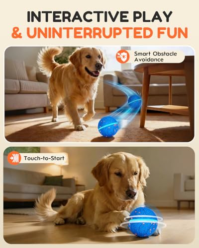 osou Smart Interactive Dog Toys, Automatic Moving Rolling Bouncing Dog Ball for Medium & Large Dog Breeds, E-TPU Durable & Waterproof, with Irregular Motion to Encourage Active Play - color: Blue