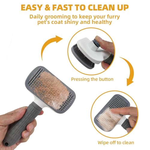 Dog Brush for Shedding,6 PCS in One Pet Slicker Hair Brush Kit Organizer Bag - Dog Cat Grooming Deshedding Undercoat Rake Brush Comb for All Small Large Dogs Cats Grey - color: 6-Grey