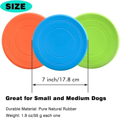 Dog Flying Disc, 4 Pack Dog Flyer Toys, Soft Rubber Interactive Lightweight Flying Disc Dog Toy for Small Large Dogs - Floats in Water & Safe on Teeth, 7 inch