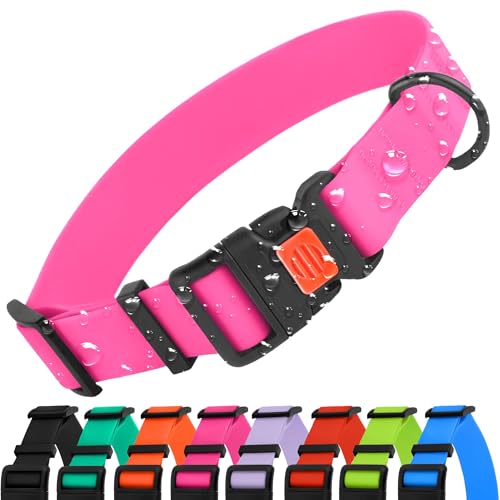 CollarDirect Waterproof Dog Collar - Silicone, Plastic Collar, Odor-Resistant, Easy to Clean, for Large, Medium, Small Dogs - Adjustable Collar with Breakaway Buckle (Neck Fit 12"-16", Pink) - color: Pink, size: Neck Fit 12"-16"