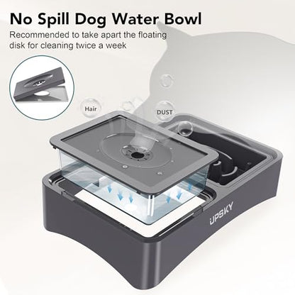 UPSKY 2-in-1 Elevated Dog Bowls Slow Feeder, 4 Height Adjustable Raised Bowl Stand, No Spill Dog Water Bowls, Anti-Slip Food and Water Bowls for Small Medium Dogs(Not Include Stainless Steel Bowl) - color: A-Water Bowl+Slow Feeder (Grey)