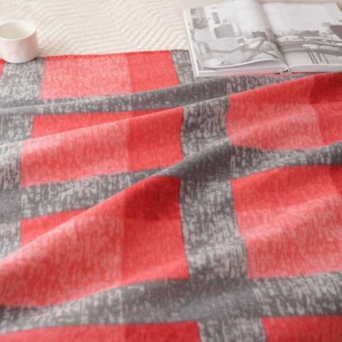 ZYFZCYBL Fleece Throw Blankets for Couch Bulk Lightweight Warm Soft Cozy Blanket 6 Pack Bulk Fleece Blanket Solid for Bed Couch Office Gifts Outdoor 50 x 60 inch （Red and Grey） - color: Plaid (Red and Grey)