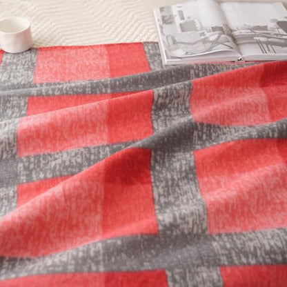 ZYFZCYBL Fleece Throw Blankets for Couch Bulk Lightweight Warm Soft Cozy Blanket 6 Pack Bulk Fleece Blanket Solid for Bed Couch Office Gifts Outdoor 50 x 60 inch （Red and Grey） - color: Plaid (Red and Grey)