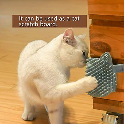 Cat Pet Self Grooming Comb Brush - Multi Functional Catnip Flavor Corner Massage Glove Tool for Kitten Puppy Relaxing, Extra Soft Silicone Pins Handy Hair Shedding Trimming