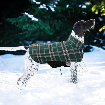 Kuoser Waterproof Dog Coat, Reversible Dog Jacket for Small Dogs, Adjustable Durable Doggie Winter Coat Warm Cozy Puppy Cold Weather Apparel from Small to Large Breed, Green S - color: Green, size: Small (Pack of 1)