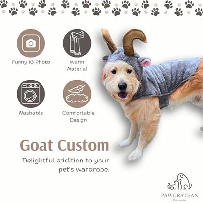 Pet Custom Dog Custom Cat Custom Hoodie, Sporty Look, Funny Gift, Halloween Holiday (Goat with Hat, Medium) - color: Goat with Hat, size: Medium