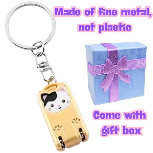 Mini Nail Clippers Keychain, Cute Cat Nail Clipper, Small Foldable Portable Travel Size, Cutie Kitten, Compact Pocket Folding Nail Cutter Keyring (Gold) - color: Gold
