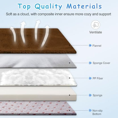 Super Soft Large Dog Bed Pad Mat Orthopedic Pet Beds 30 Inch Washable Anti Slip Dog Sleeping Mattress with Removable Cover, Dark Brown M - color: Dark Brown, size: 32.0"L x 24.0"W x 3.0"Th