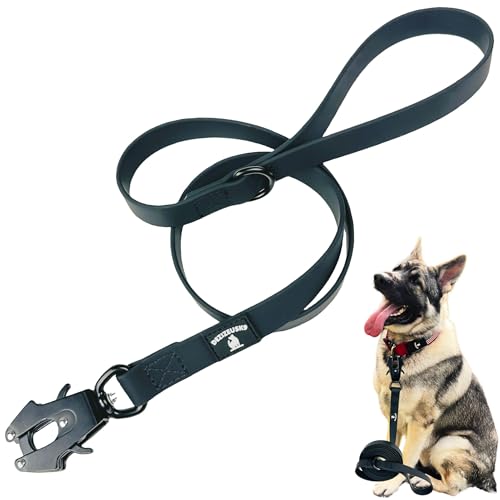 Heavy Duty Waterproof Dog Leash - Large Scissor Frog Quick Release Clasp, PVC Rubber Coated Nylon Training Lead for Large and X-Large Dogs, Odor Free, Durable, Easy to Clean, Nonslip Grip, Secure Hold - size: 3FTSM