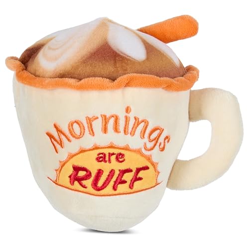 Bow Wow Squeaky Plush Dog Toys – Crinkle Sound – Fun Food & Novelty Shapes – Toss, Tug & Fetch – Canvas & Plush – for Small to Medium Dogs – Multiple Styles (1 Count) - color: Coffee Cup (V2)