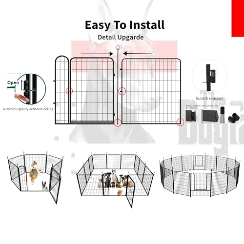 Portable Dog Crates & Playpen, 32'' Metal Pet Pen for Small/Medium Dogs, Indoor/Outdoor, Easy-Carry Straps, Rustproof, One Door - size: 32'' High