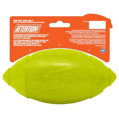 Nerf Dog 7in TPR Glow Classic Squeak Football Dog Toy -Green