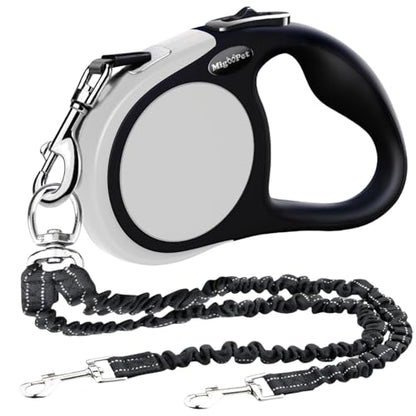 Double Retractable Dog Leash for Two Dogs Up to 110 lbs - 16 ft Coupler Leashes for Small Medium Dogs - One Locked System, Non Slip Grip, Tangle Free (Grey) - color: GREY