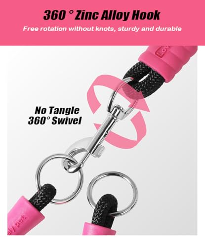 Hands Free Double Dog Leash for Two Dogs, No Tangle 360° Swivel Fit for Small and Medium Breeds, Adjustable Split Leads (Black) - color: Black